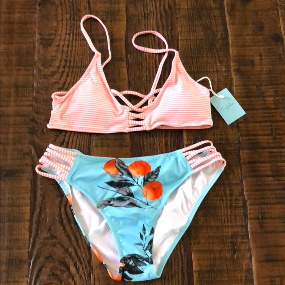 🍊Orange Striped Bikini🍊